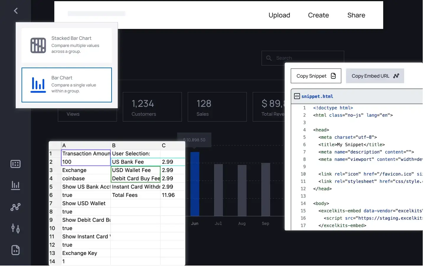 Customizing a dashboard from an Excel spreadsheet
