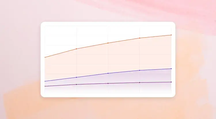 Line chart showing revenue for the data next to a spreadsheet popout