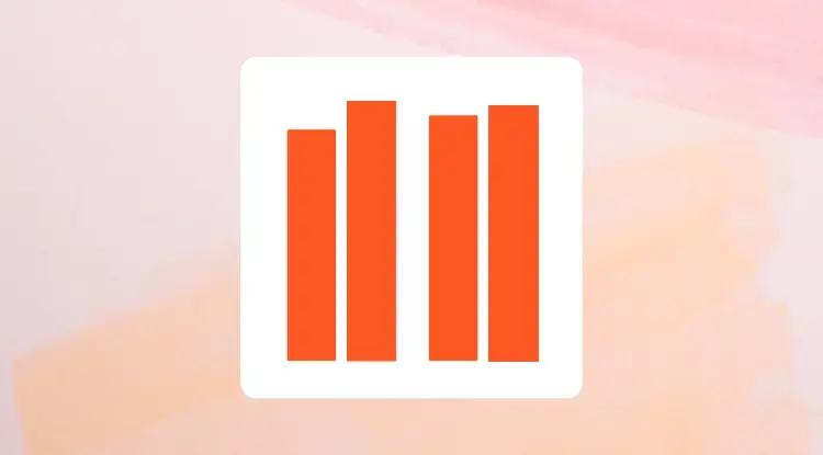 Bar graph showing 4 data points on a dyed orange background