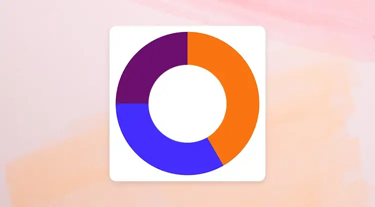 Donut chart showing the percentage of different categories on a dyed orange background