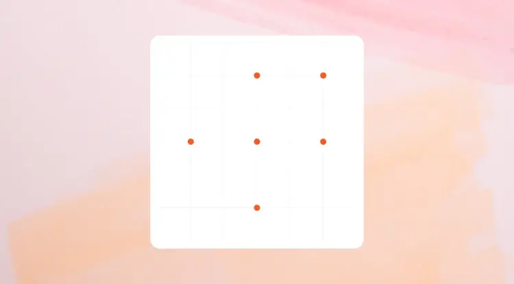 Gráfica de dispersión mostrando un pequeño número de puntos de datos sobre un fondo teñido de naranja